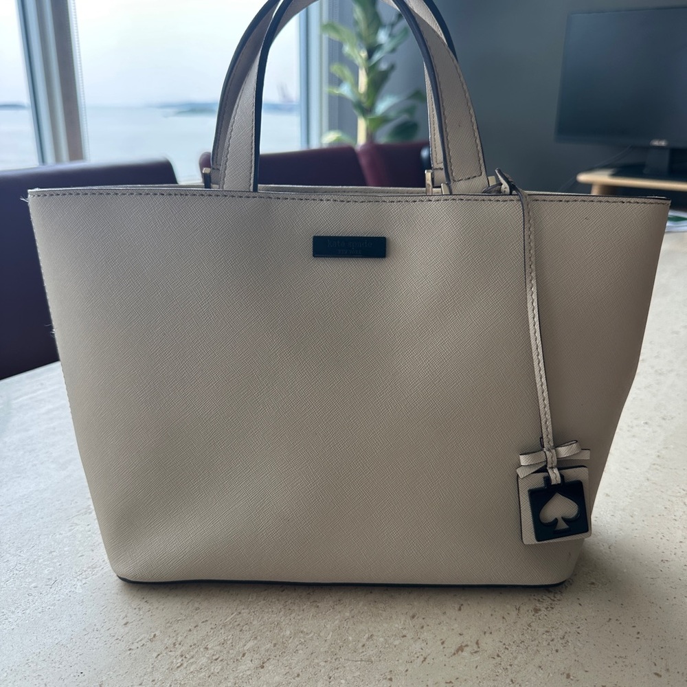 Kate Spade Cream Tote with Spade Charm